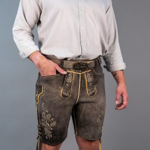 Kurze Latzhose aus hochwertigem Leder von der Gerberei Kolesch in Biberach